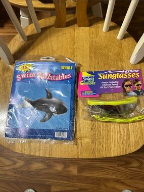 Splash Kids Fashion Sunglasses with Neon Yellow Strap and Frames and Whale Swim